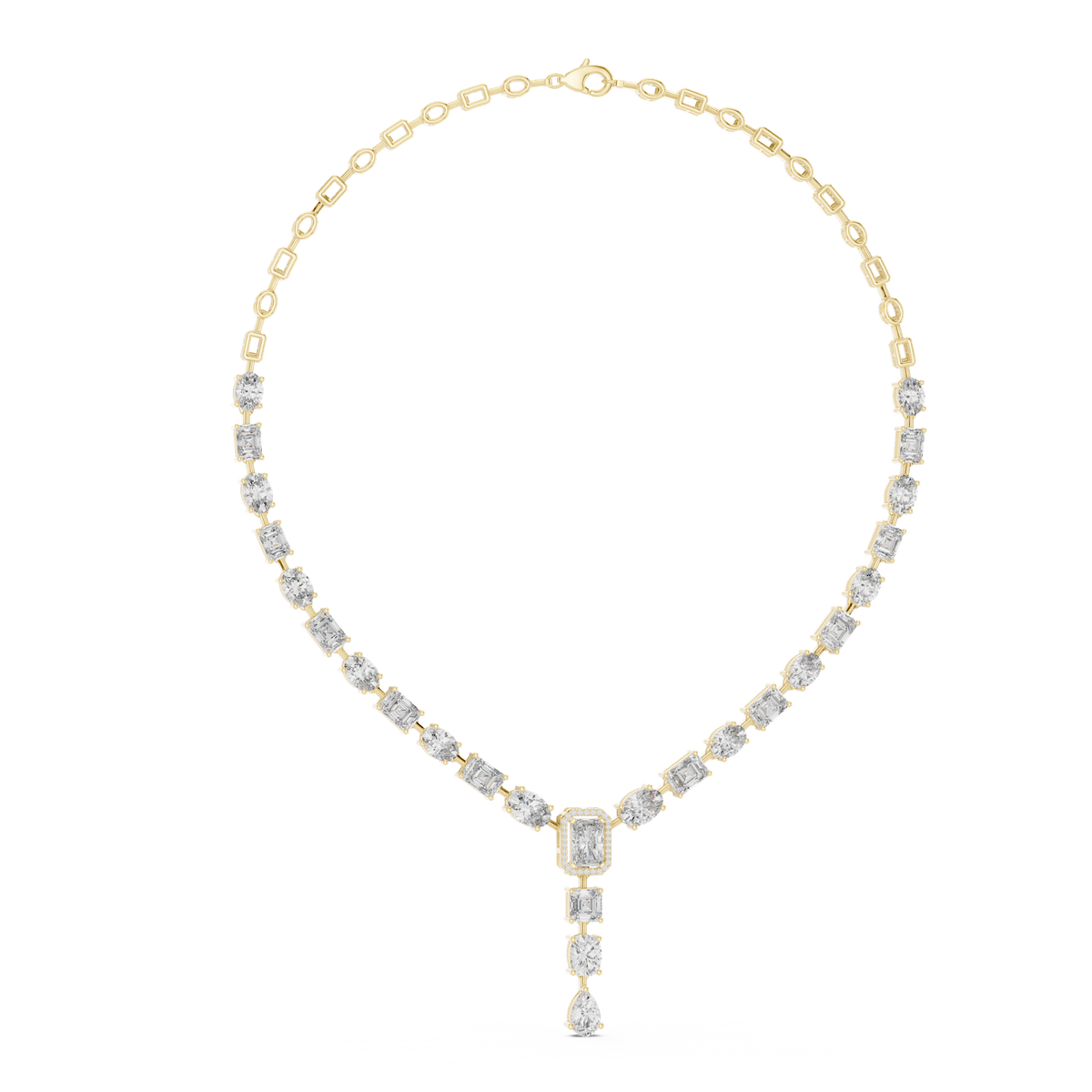 14K Solid Gold Lab Diamond Tennis Necklace, Yellow Gold, view 1