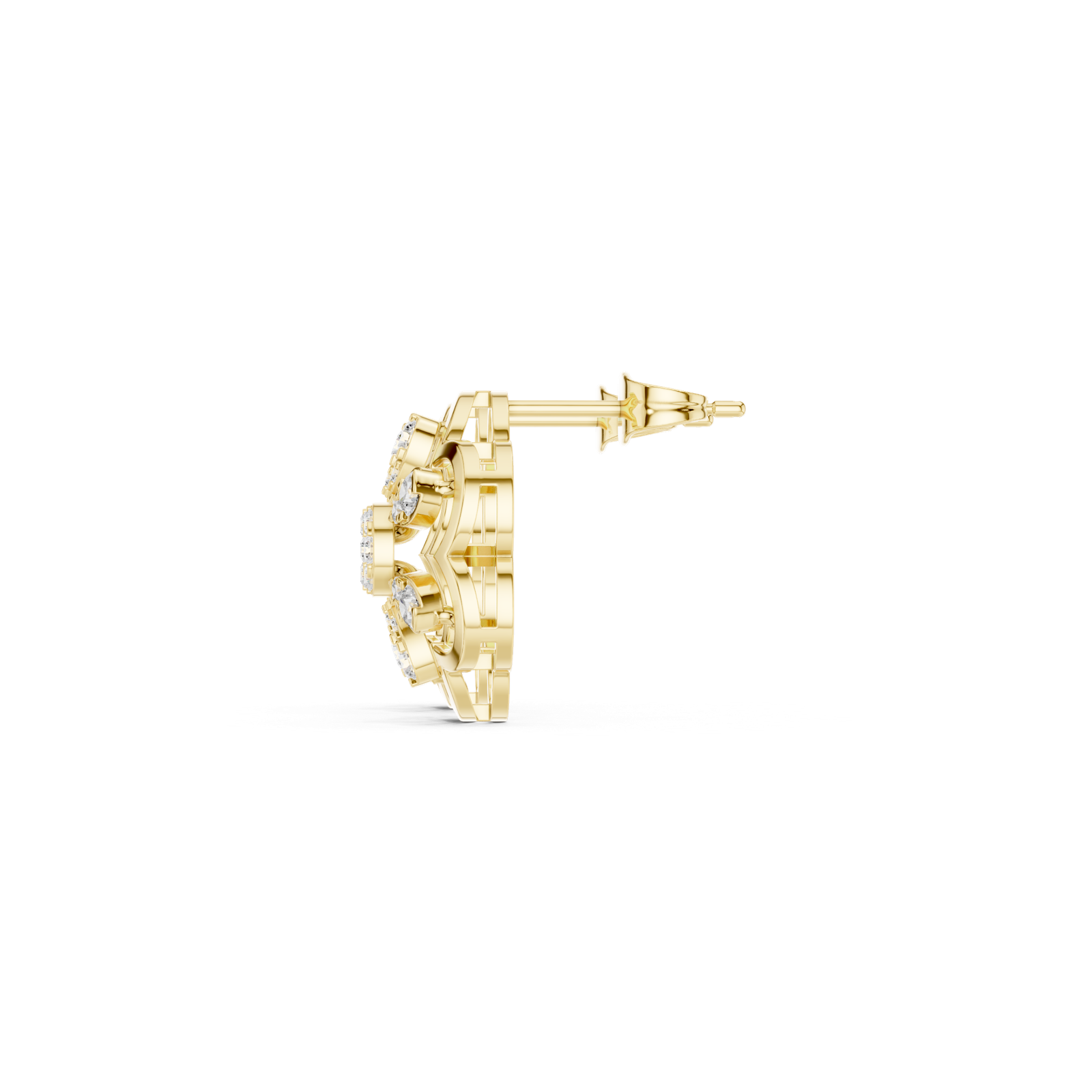 Gold Earrings 9-10009PE, Yellow Gold, view 3