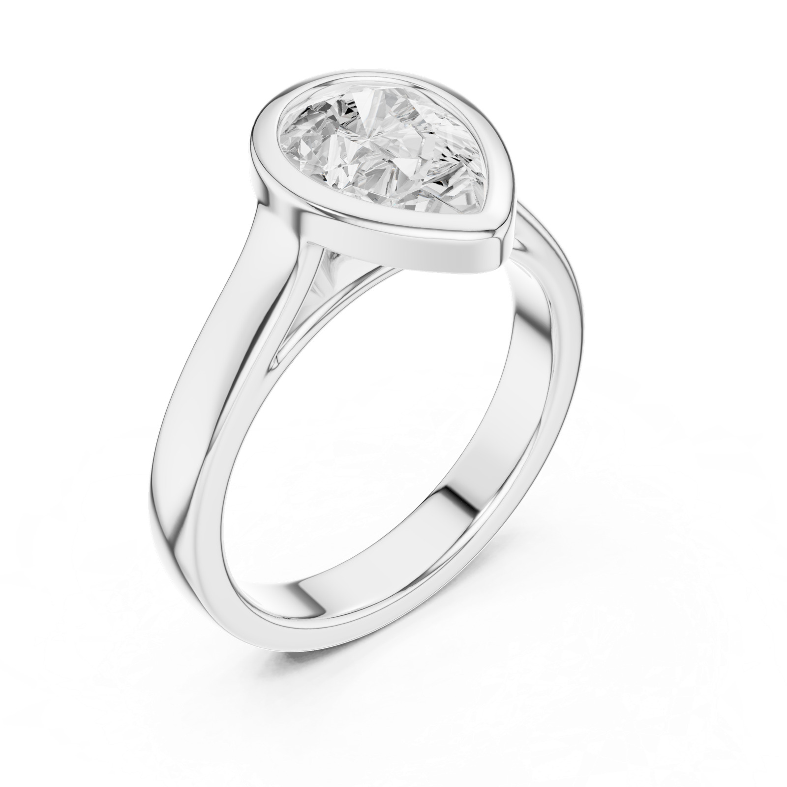 Gold Jewelry L36-3, Pear center stone, White Gold, view 2