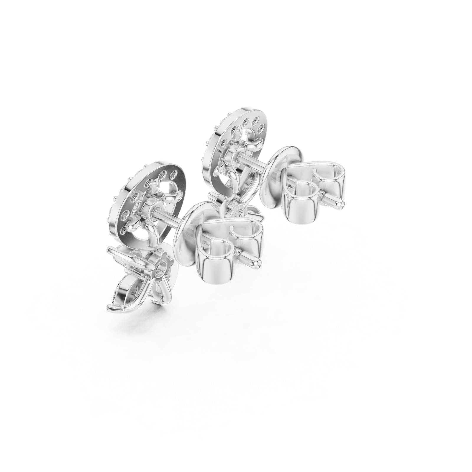 Gold Earrings HER-89, White Gold, view 2