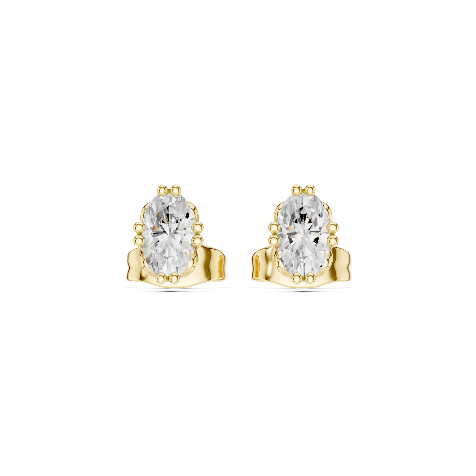 14K Solid Gold Lab Diamond Stud Earrings, Yellow Gold, view 4