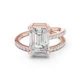 Gold Jewelry, Emerald center stone, Rose Gold