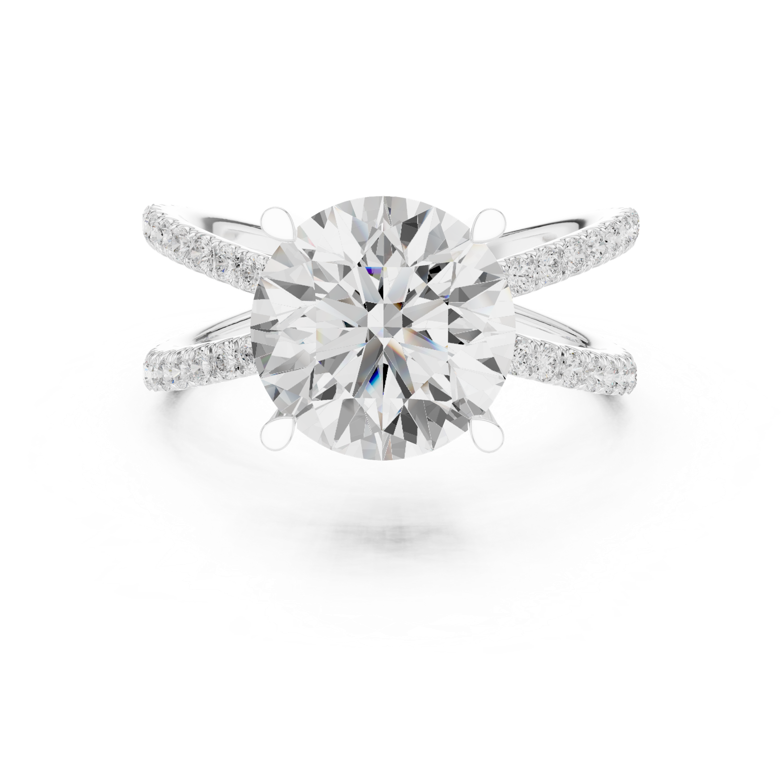Gold Jewelry L36-25, Round center stone, White Gold, view 4
