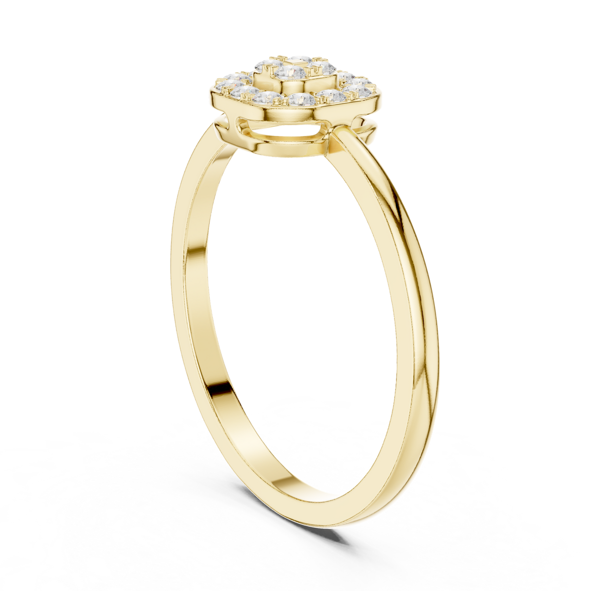 14K Solid Gold Lab Diamond Halo Ring, Yellow Gold, view 1