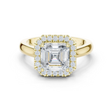 Gold Ring, Asscher center stone, Yellow Gold