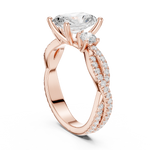 Gold Ring DDLR-281, Radiant center stone, Rose Gold, view 1