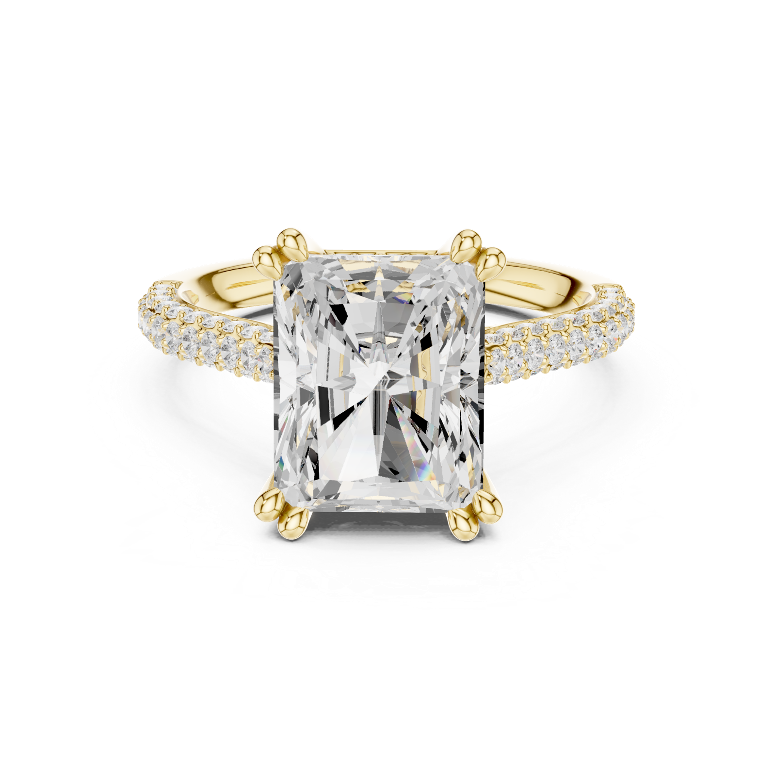 Gold Ring DDLR-260, Radiant center stone, Yellow Gold, view 4