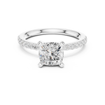 Gold Ring DDLR-040, Cushion center stone, White Gold, view 4