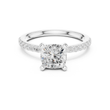 Gold Ring DDLR-040, Cushion center stone, White Gold, view 4