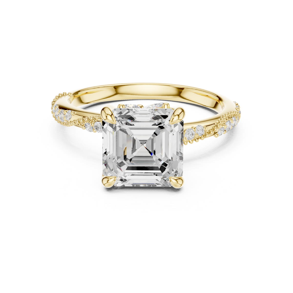 14K Solid Gold Lab Diamond Solitaire Ring, Yellow Gold