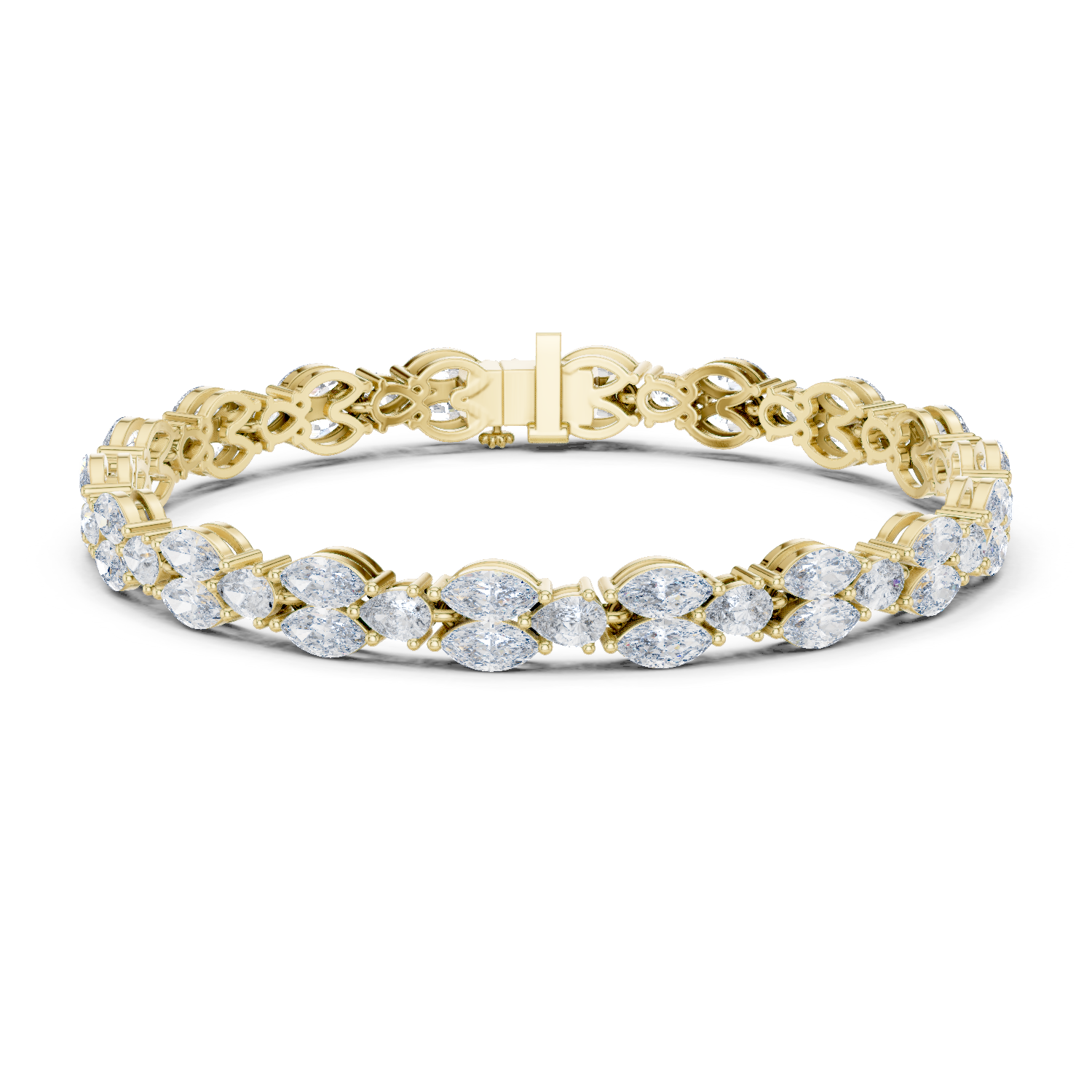 14K Solid Gold Lab Diamond Bracelet, Yellow Gold