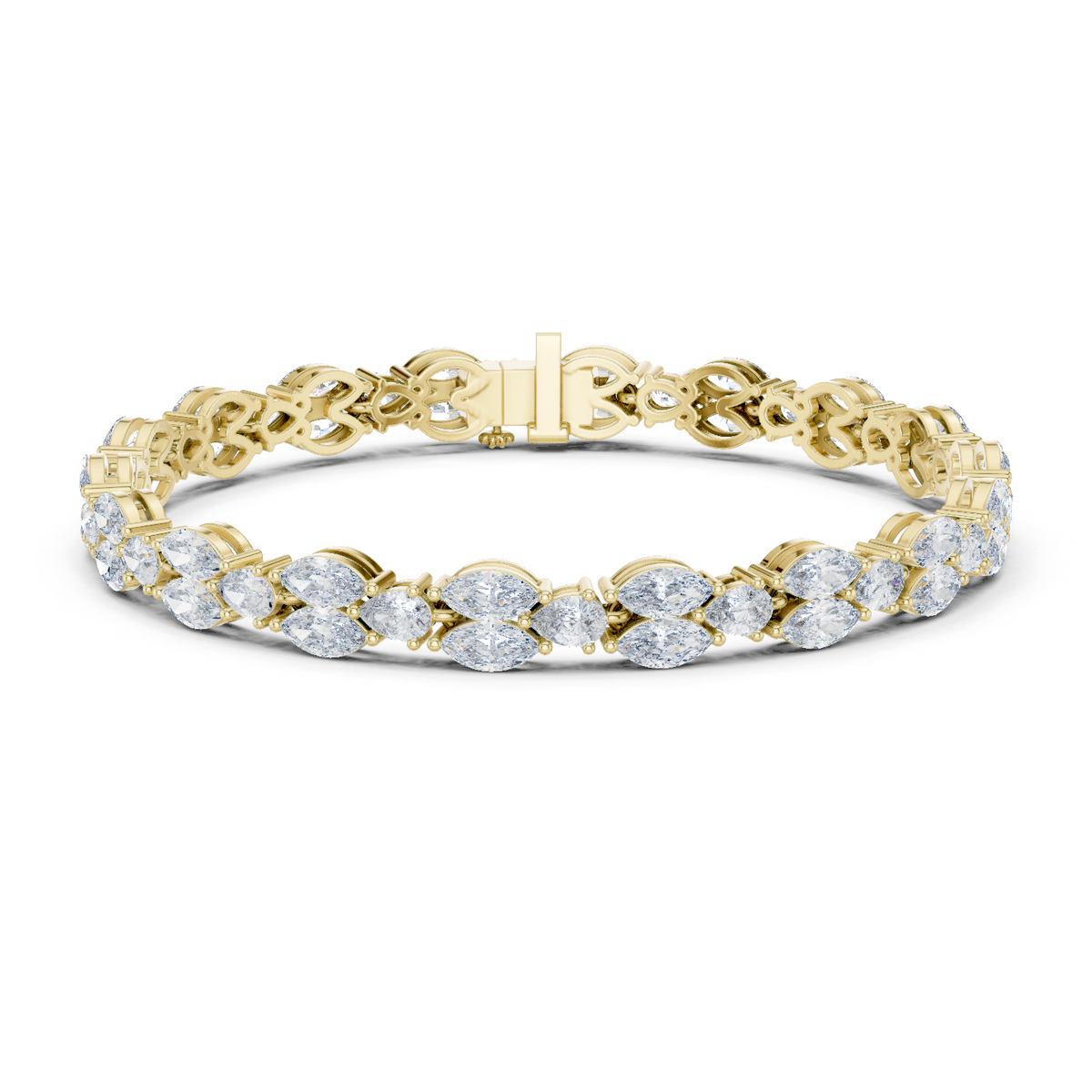 14K Solid Gold Lab Diamond Bracelet, Yellow Gold