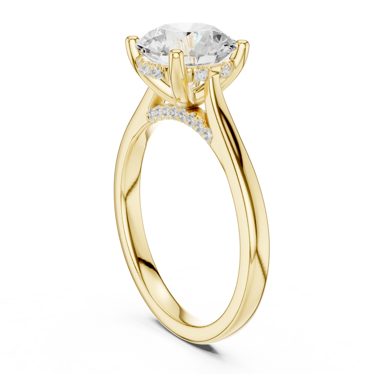 14K Solid Gold Lab Diamond Solitaire Ring, Yellow Gold, view 1