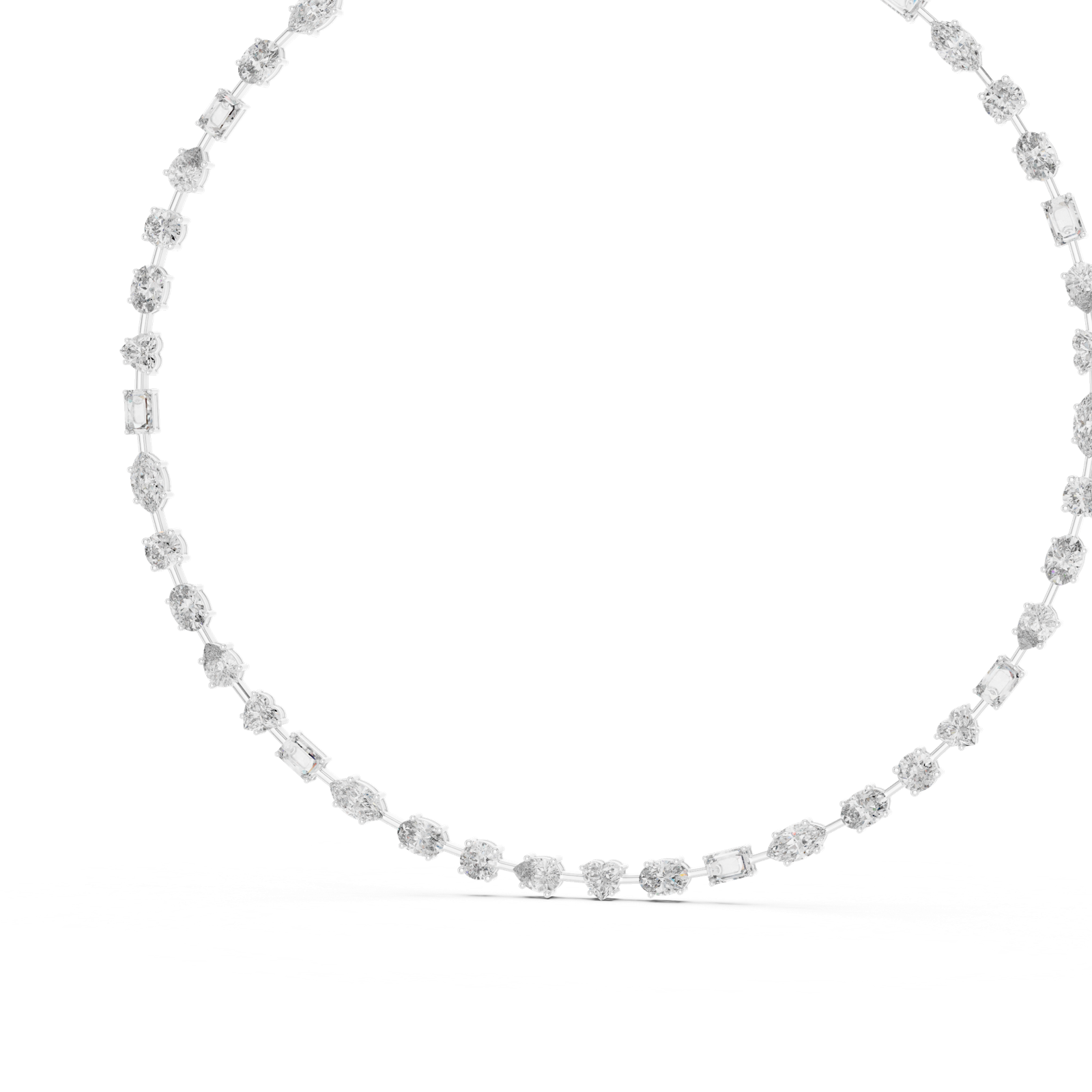 14K Solid Gold Lab Diamond Tennis Necklace, White Gold, view 2