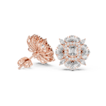 14K Solid Gold Lab Diamond Halo Earrings, Rose Gold, view 1