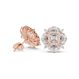 14K Solid Gold Lab Diamond Halo Earrings, Rose Gold, view 1