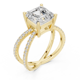 Gold Jewelry, Asscher center stone, Yellow Gold, view 2