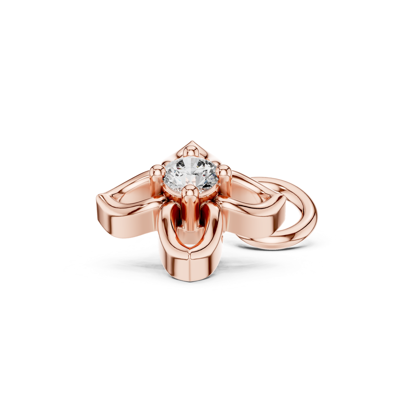 14K Solid Gold Lab Diamond Flower Cluster Earrings, Rose Gold, view 1