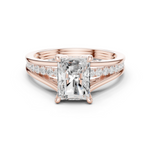 Gold Ring DDLR-253, Radiant center stone, Rose Gold