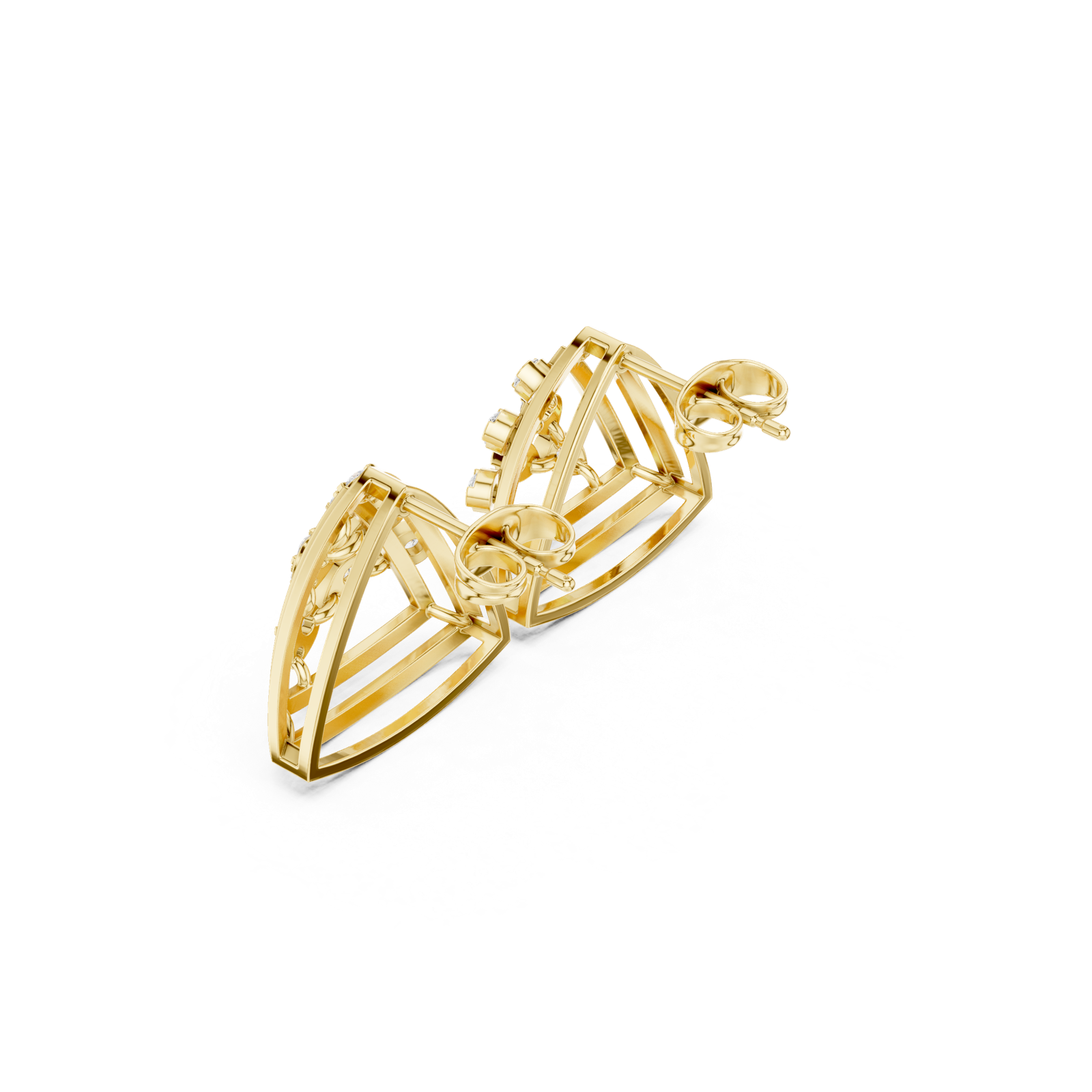 Gold Earrings 9-10017PE, Yellow Gold, view 2