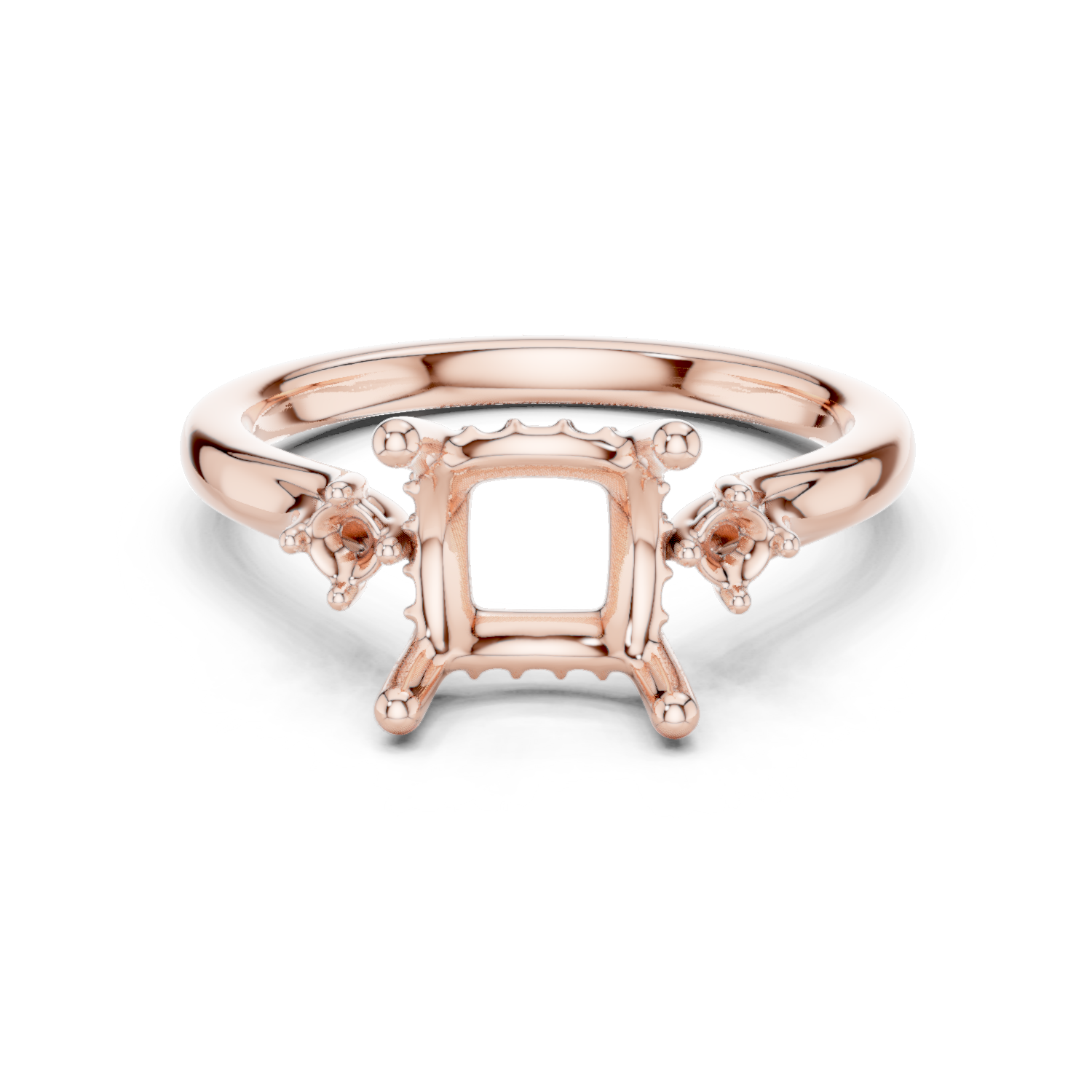 Gold Ring DDLR-164, Princess center stone, Rose Gold