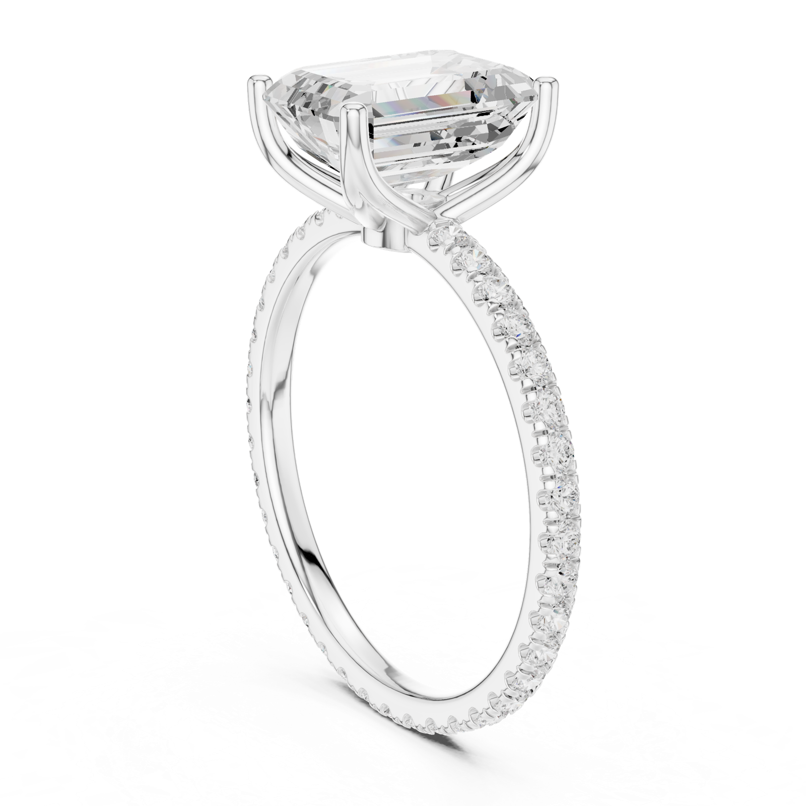 Gold Jewelry L36-16, Emerald center stone, White Gold, view 1