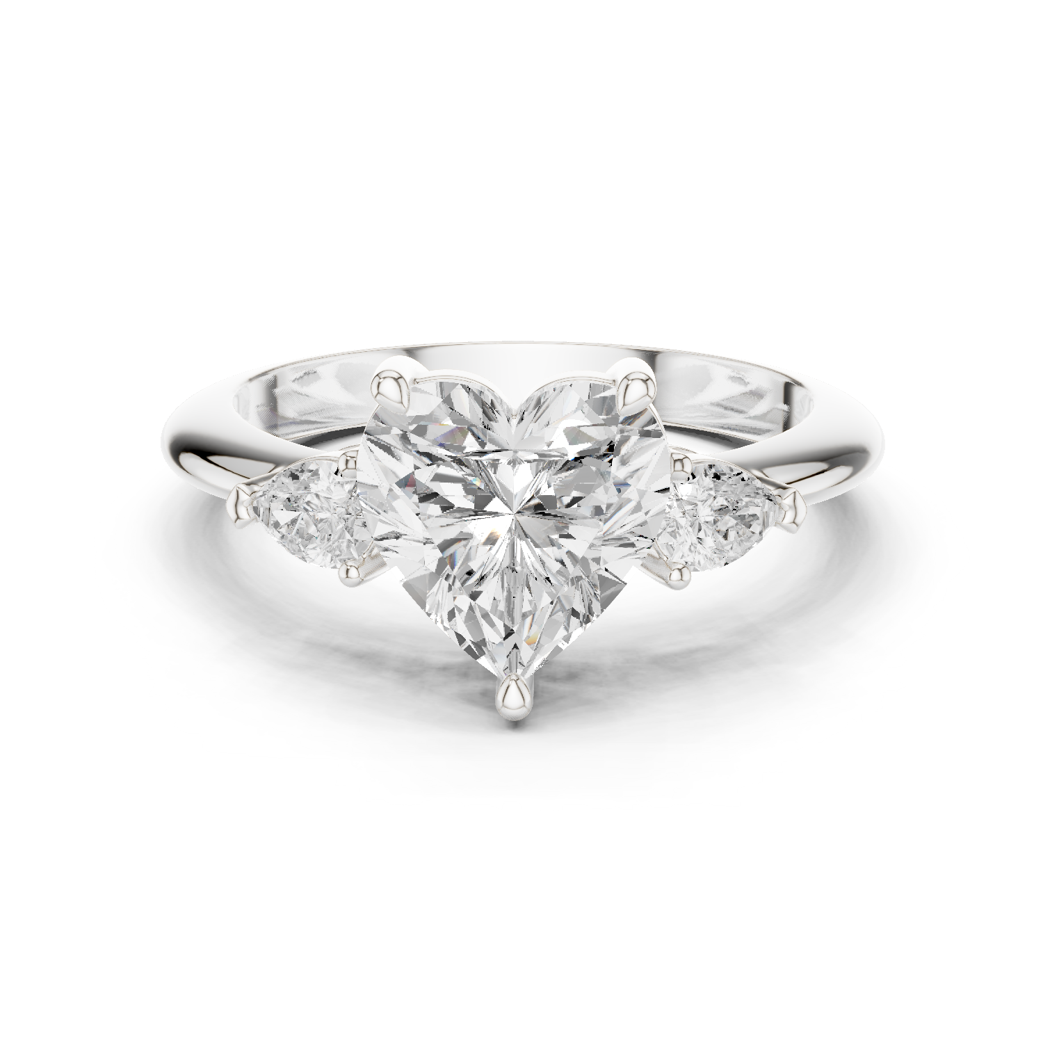 Gold Jewelry L35-66, Heart center stone, White Gold