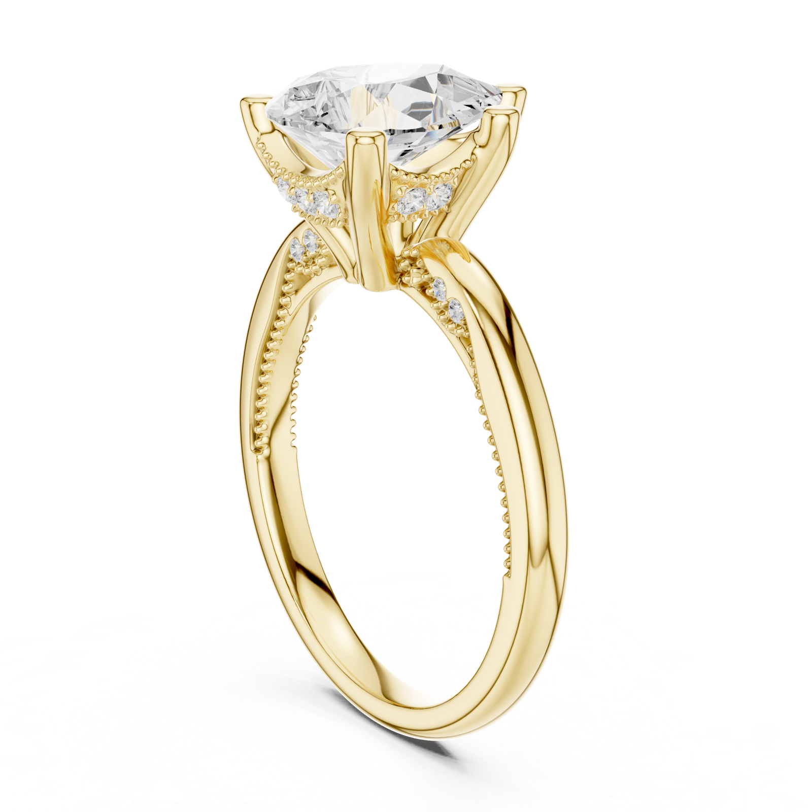 Gold Ring DDLR-175, Pear center stone, Yellow Gold, view 1