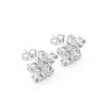 14K Solid Gold Lab Diamond Flower Cluster Earrings, White Gold, view 2