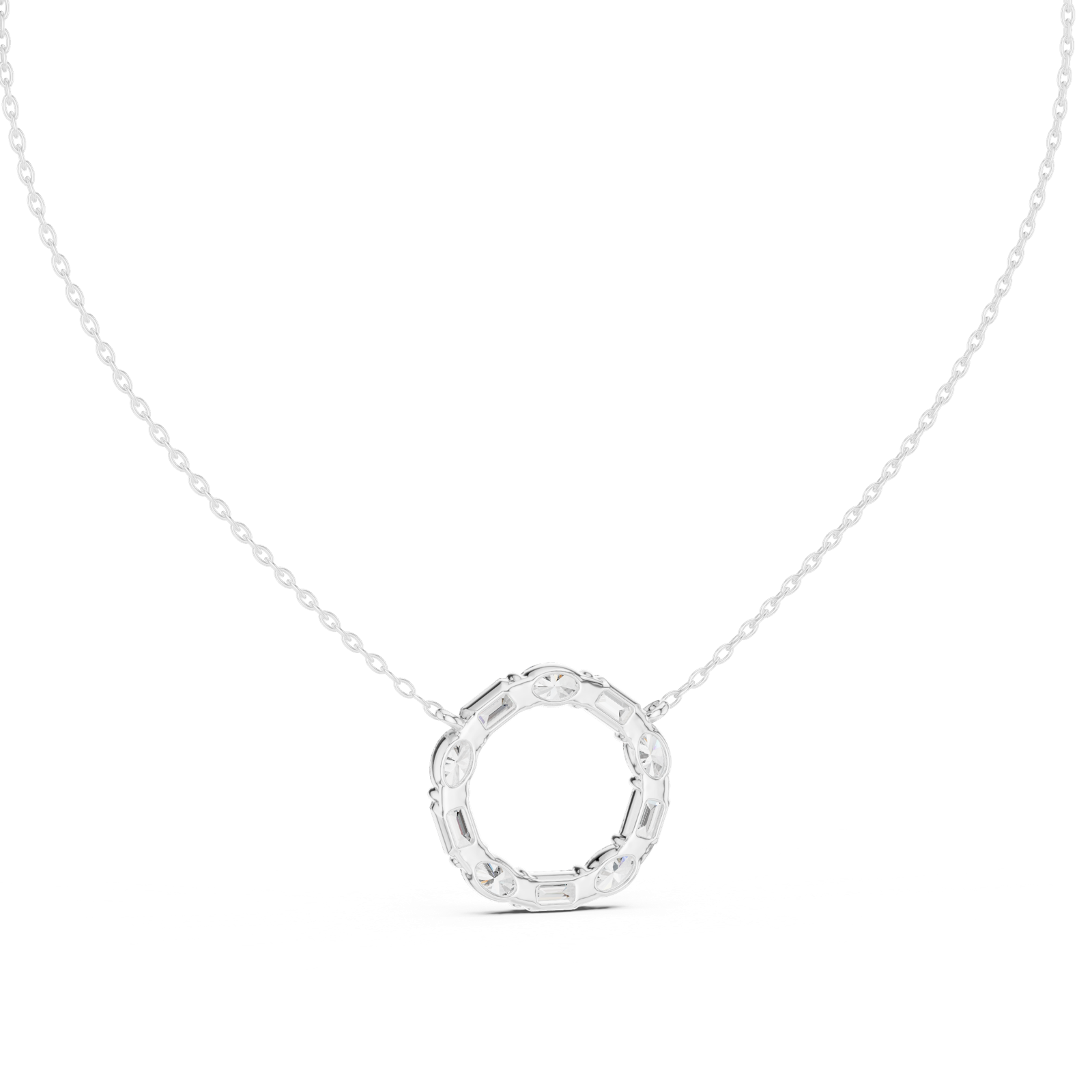 14K Solid Gold Lab Diamond Pendant Necklace, White Gold, view 4