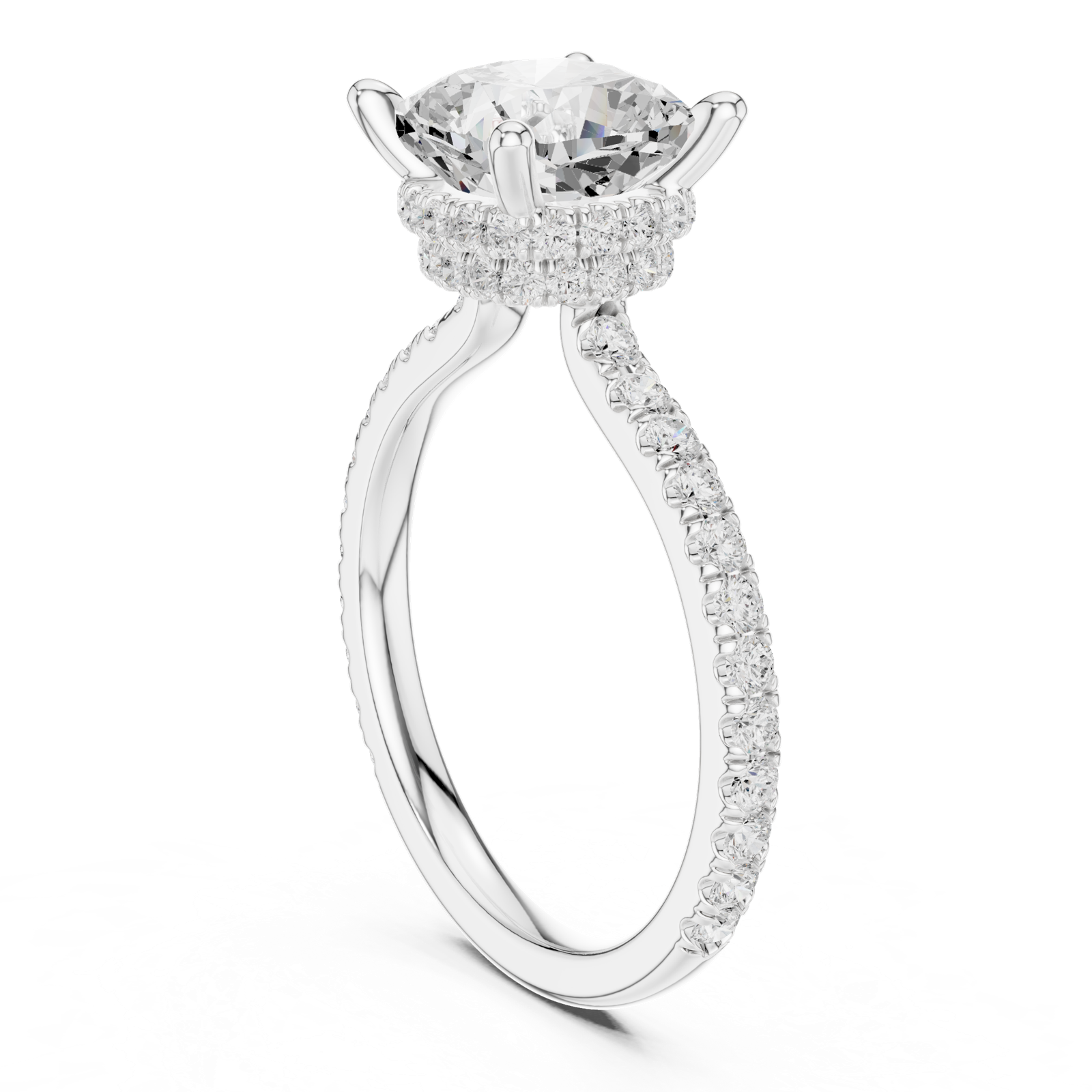 Gold Ring DDLR-171-R00865, Cushion center stone, White Gold, view 1