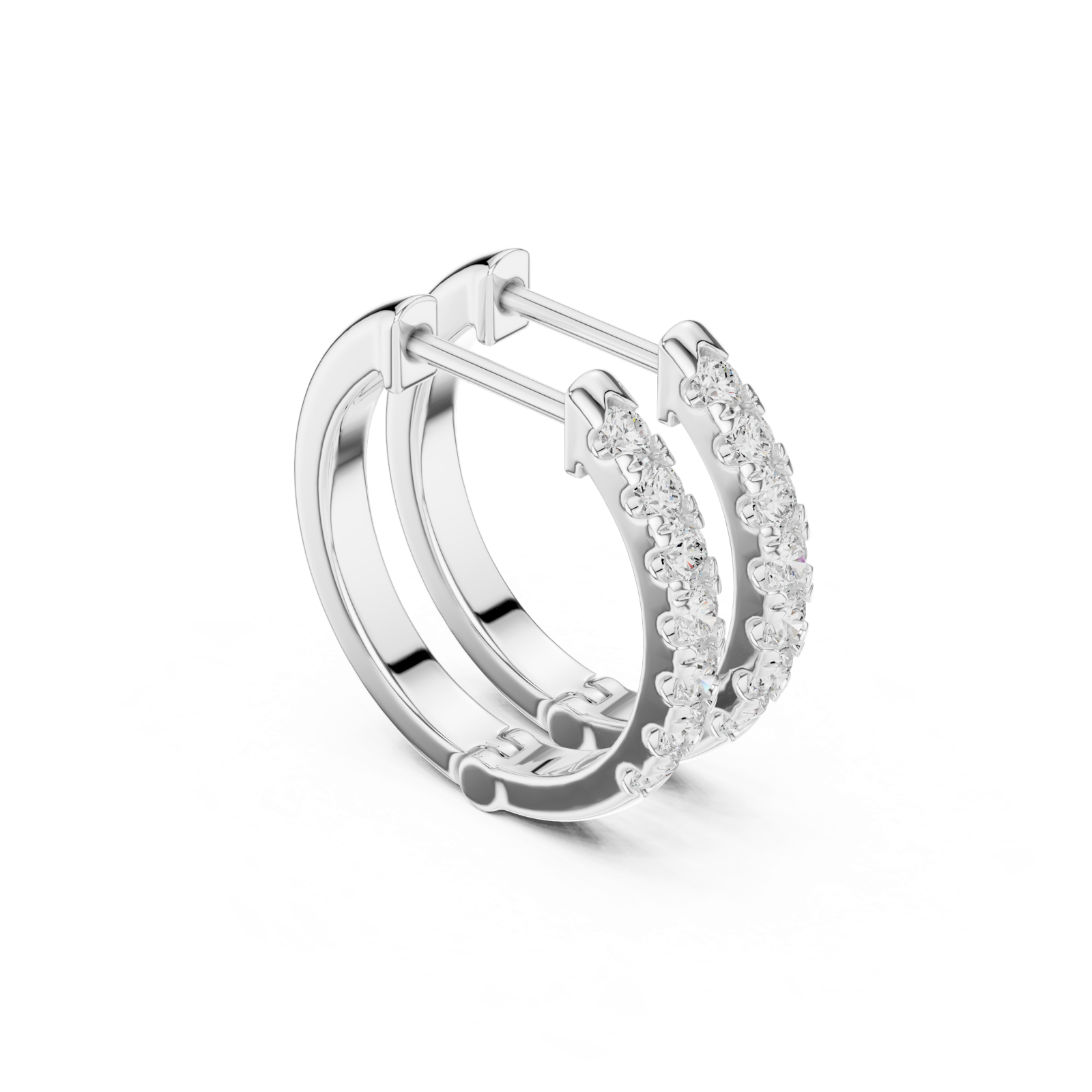 Gold Earrings SBER(24), White Gold, view 1