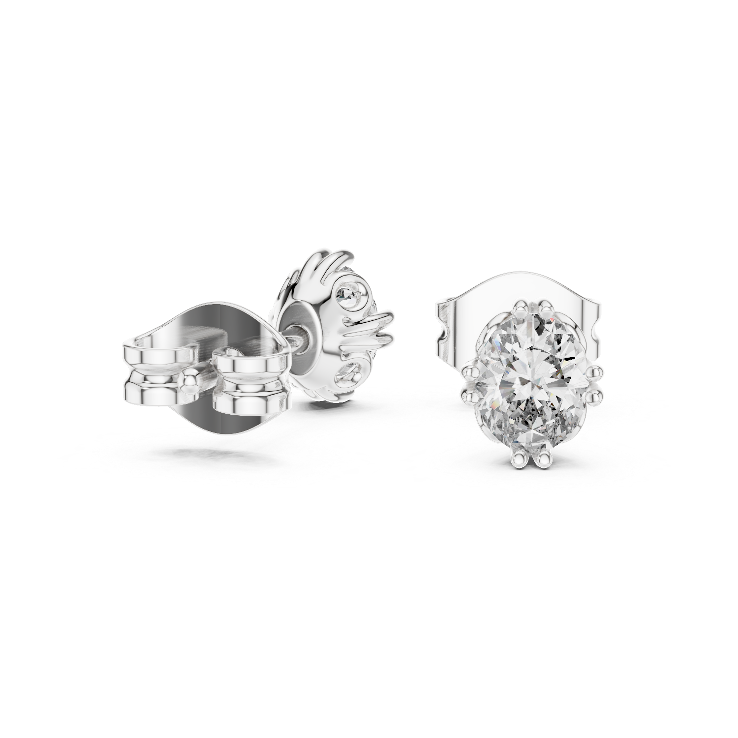 Gold Earrings GER-0365, White Gold