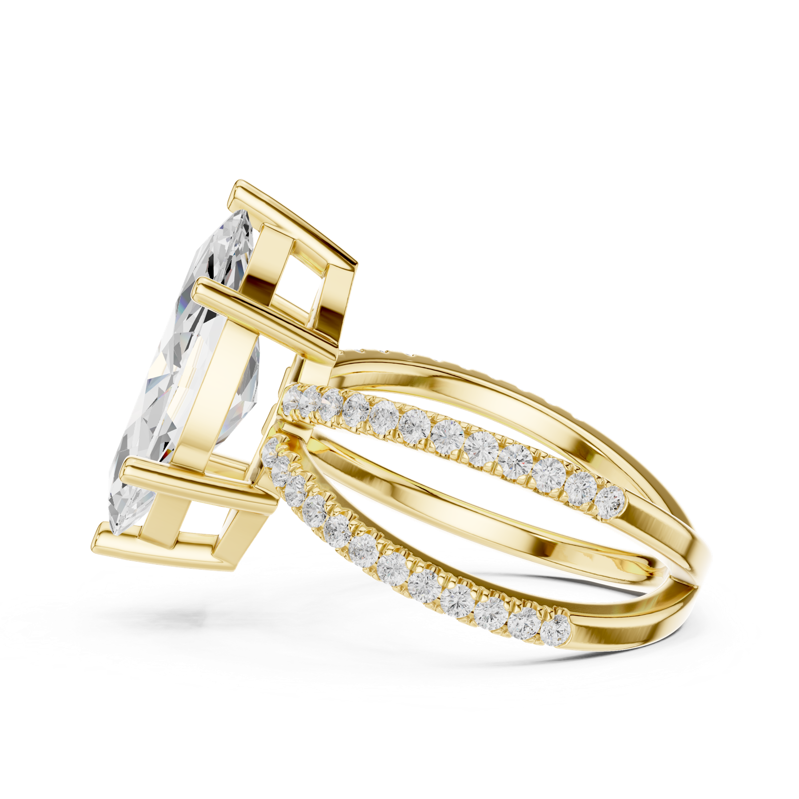 Gold Jewelry L36-25, Marquise center stone, Yellow Gold, view 3