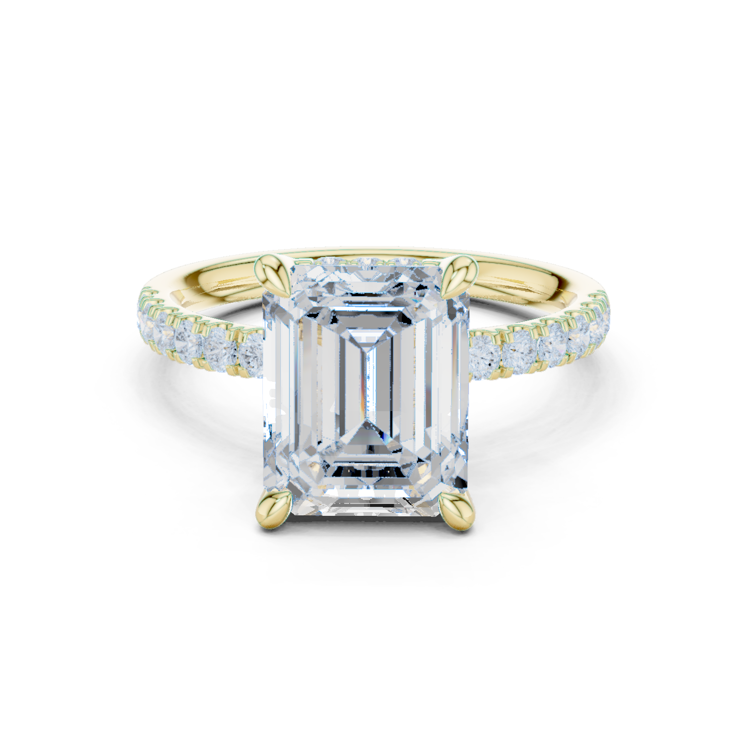 Gold Ring, Emerald center stone, Yellow Gold
