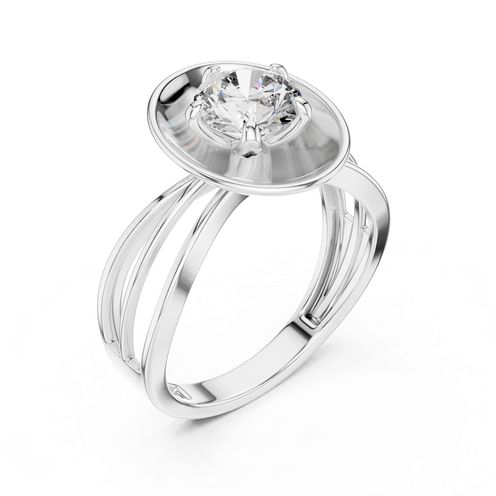 Gold Ring LR-0096, White Gold, view 2