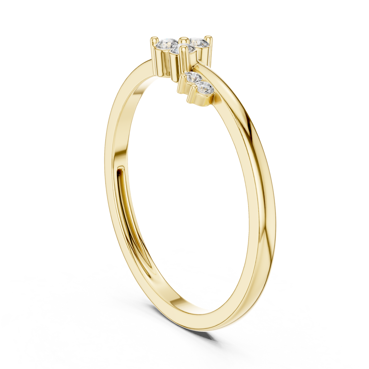 14K Solid Gold Lab Diamond Cluster Ring, Yellow Gold, view 1