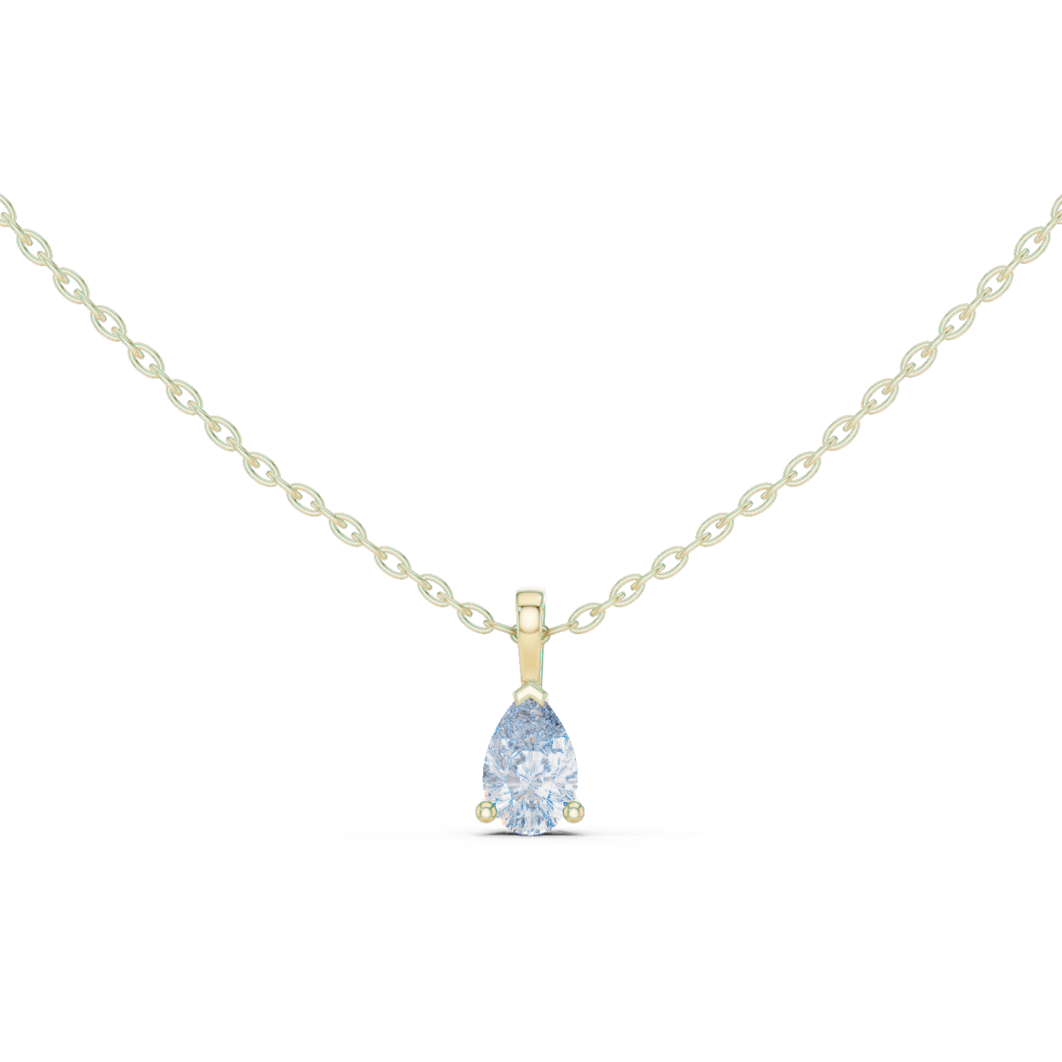 14K Solid Gold Lab Diamond Solitaire Pendant Necklace, Yellow Gold
