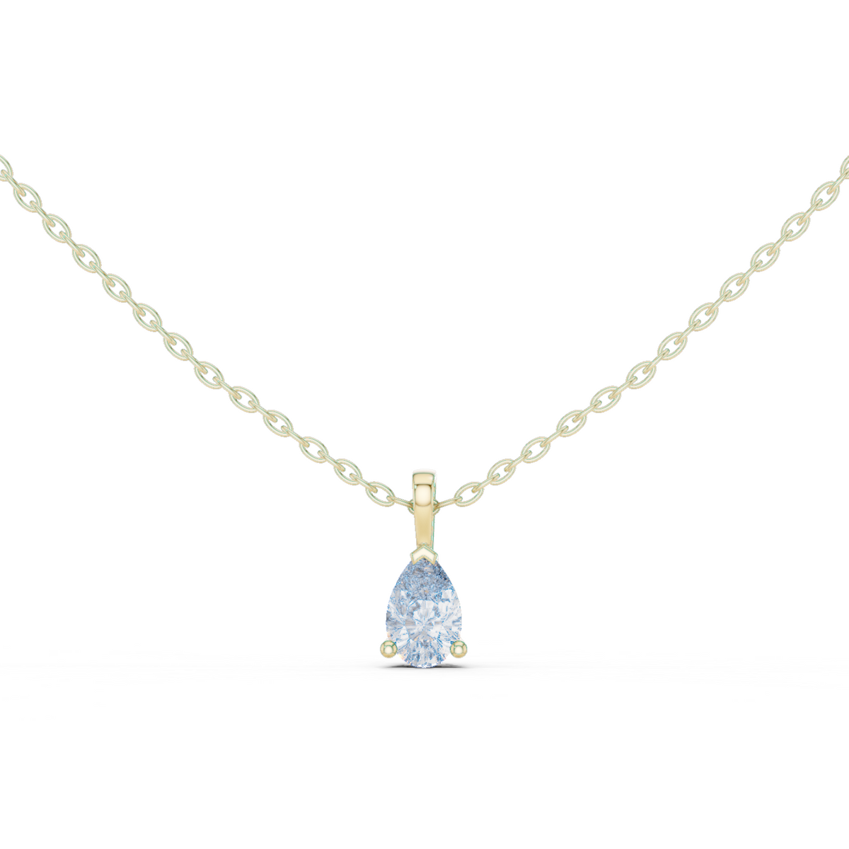 14K Solid Gold Lab Diamond Solitaire Pendant Necklace, Yellow Gold