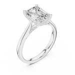 Gold Ring DDLR-163, Emerald center stone, White Gold, view 2