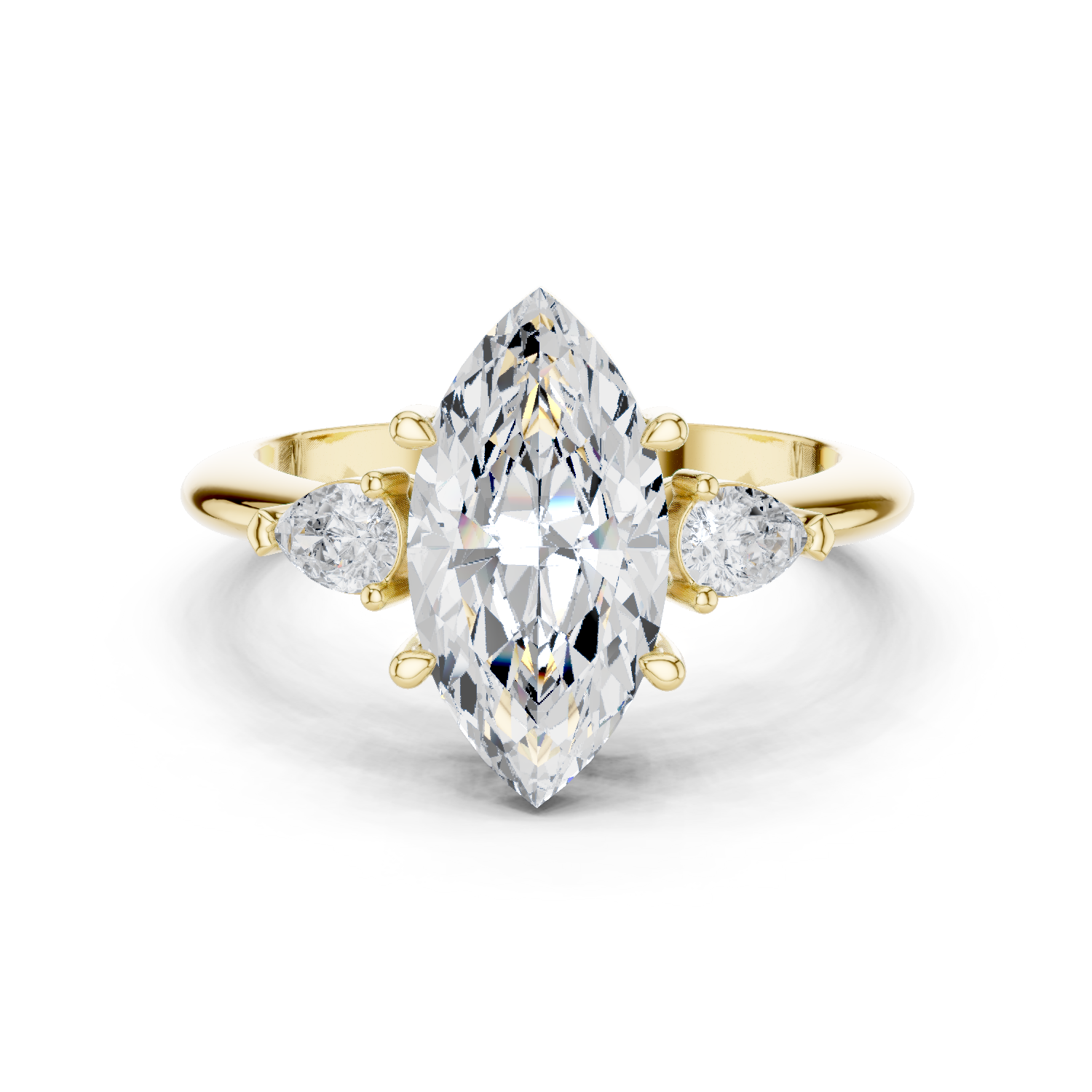 Gold Jewelry L35-66, Marquise center stone, Yellow Gold