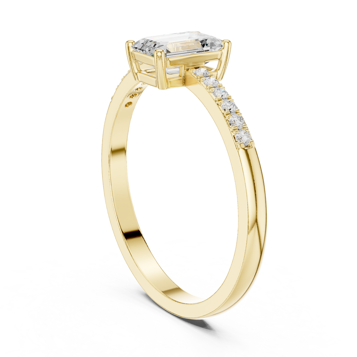 14K Solid Gold Lab Diamond Solitaire Ring, Yellow Gold, view 1