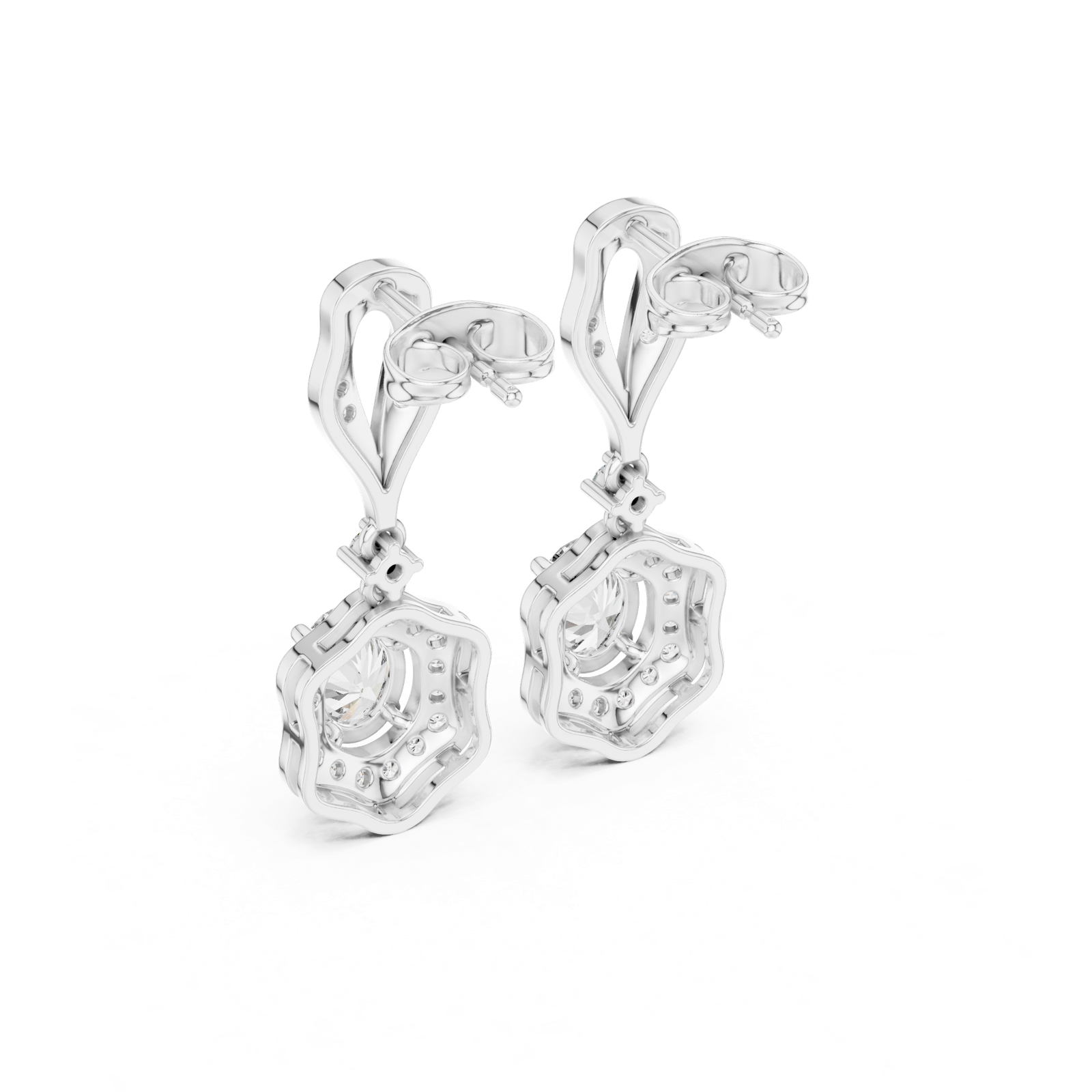 Gold Earrings 3-10013E_185, White Gold, view 3