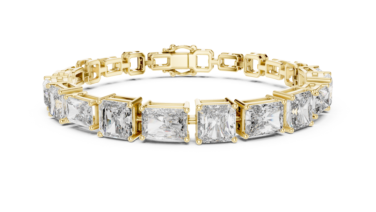 14K Solid Gold Lab Diamond Bracelet, Yellow Gold