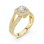 14K Solid Gold Lab Diamond Halo Ring, Yellow Gold, view 2