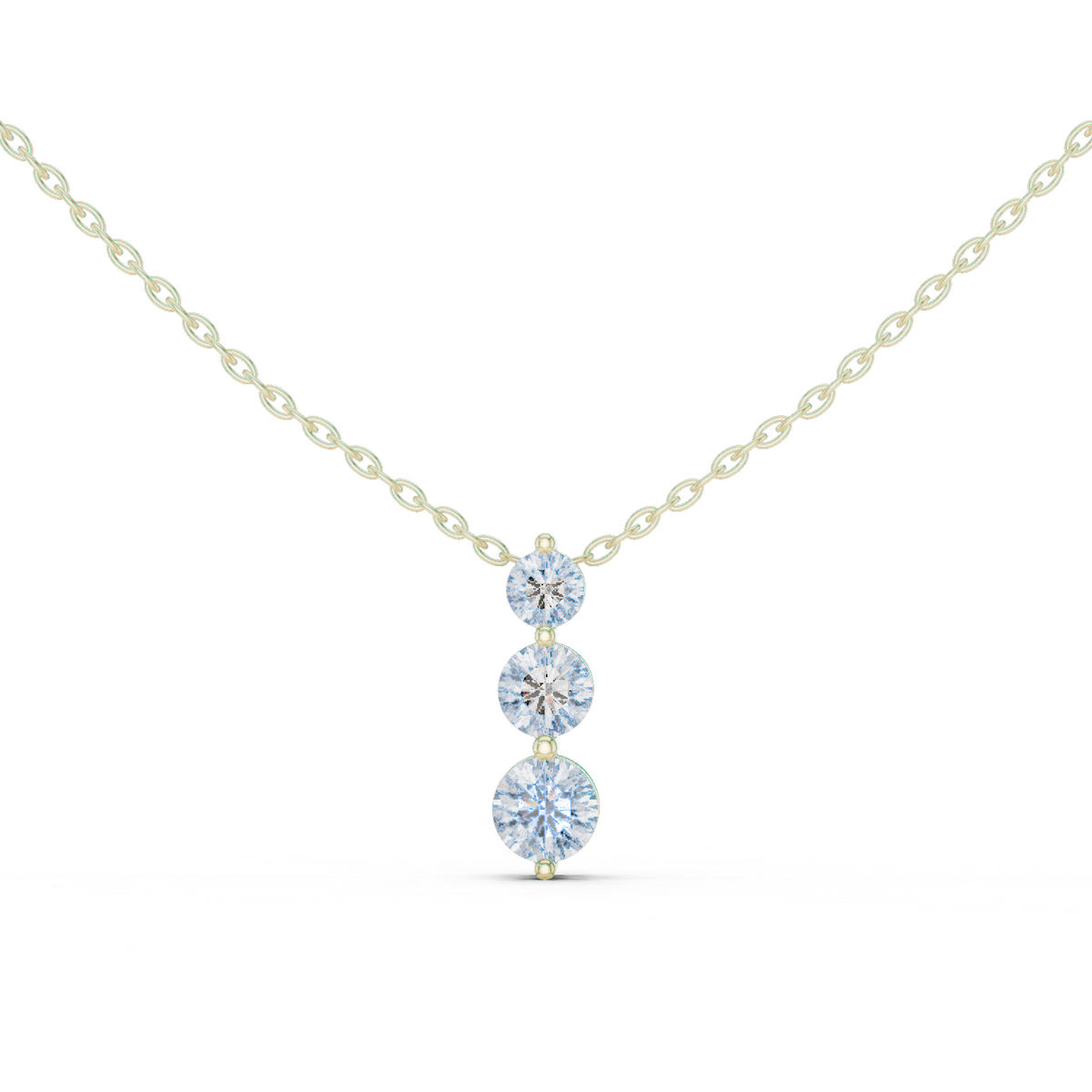 14K Solid Gold Lab Diamond Pendant Necklace, Yellow Gold