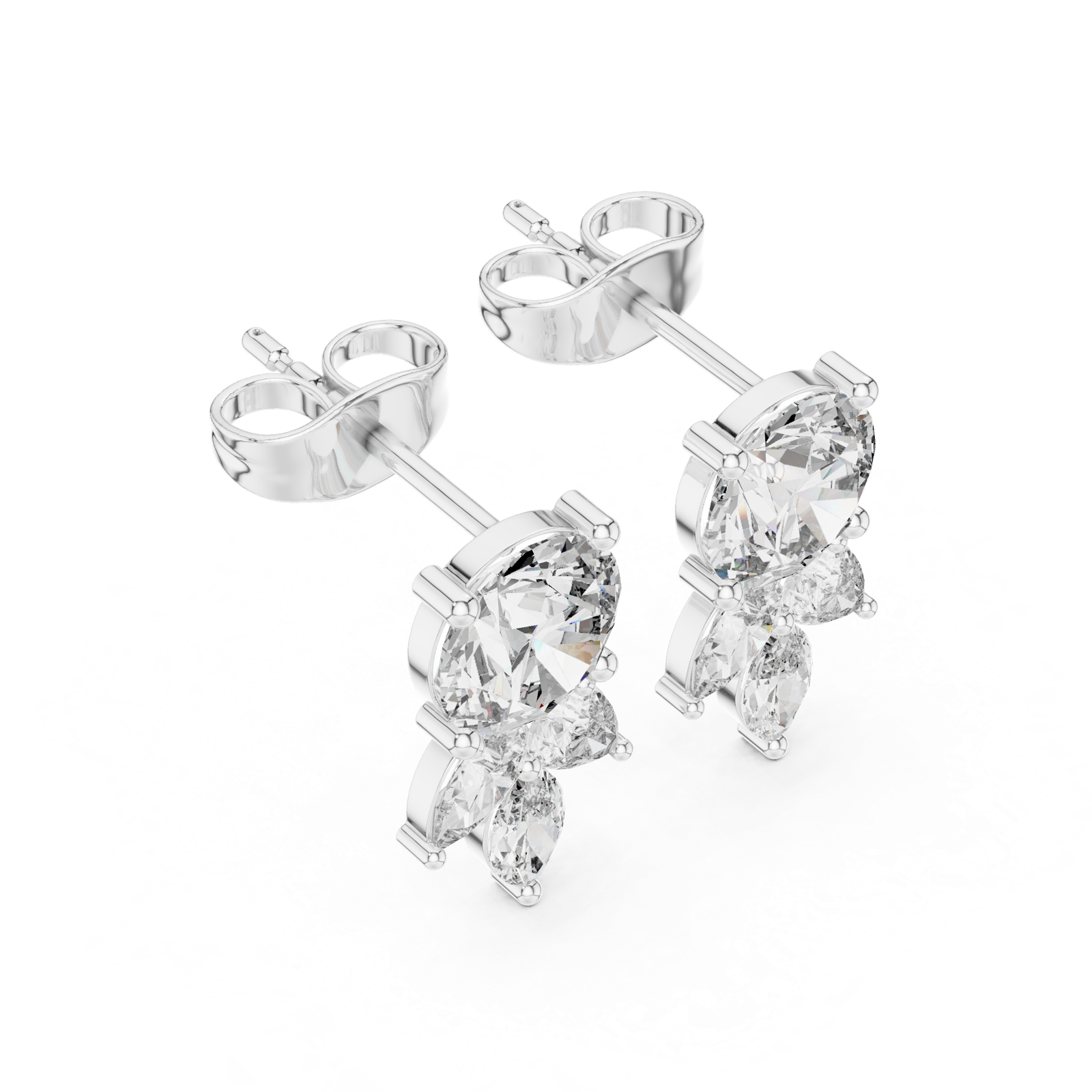 14K Solid Gold Lab Diamond Drop Earrings, White Gold, view 2