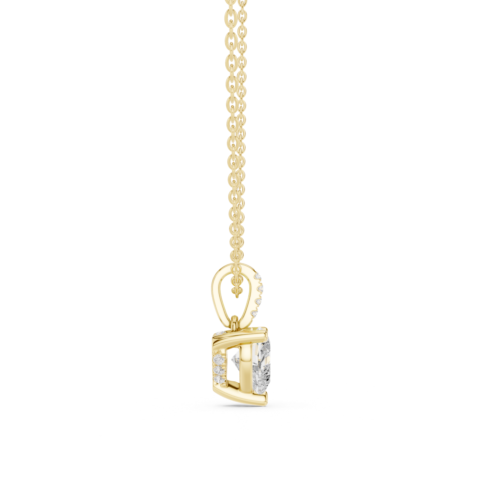 Gold Jewelry DDPO-009, Heart center stone, Yellow Gold, view 3