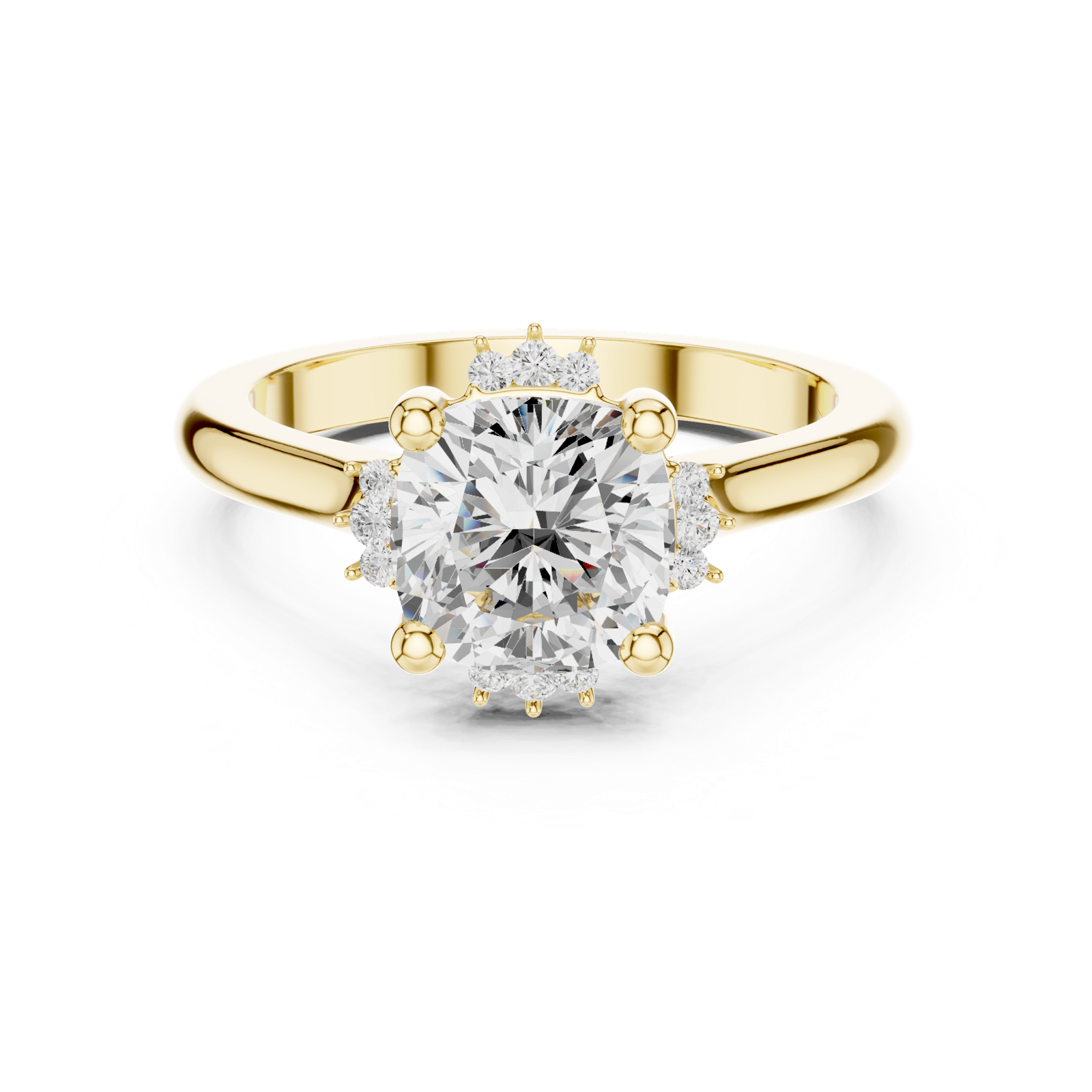 Gold Jewelry, Cushion center stone, Yellow Gold, view 4