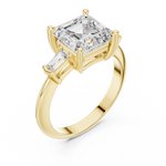 Gold Jewelry, Asscher center stone, Yellow Gold, view 2